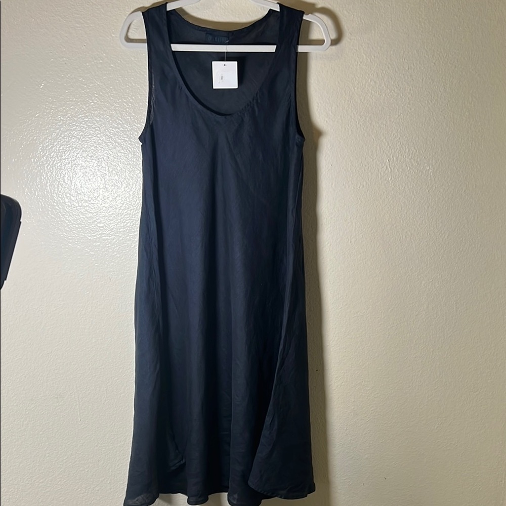 CP Shades linen navy blue Sleeveless Scoop Neck Midi Dress size Small - Picture 8 of 12